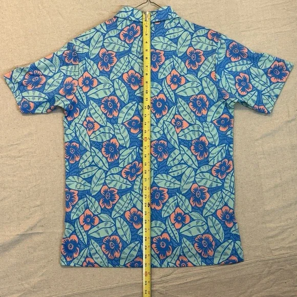 Bad Birdie Polo Shirt Mens Large Blue Floral Multicolors Golf All Over Print AOP - Picture 8 of 11